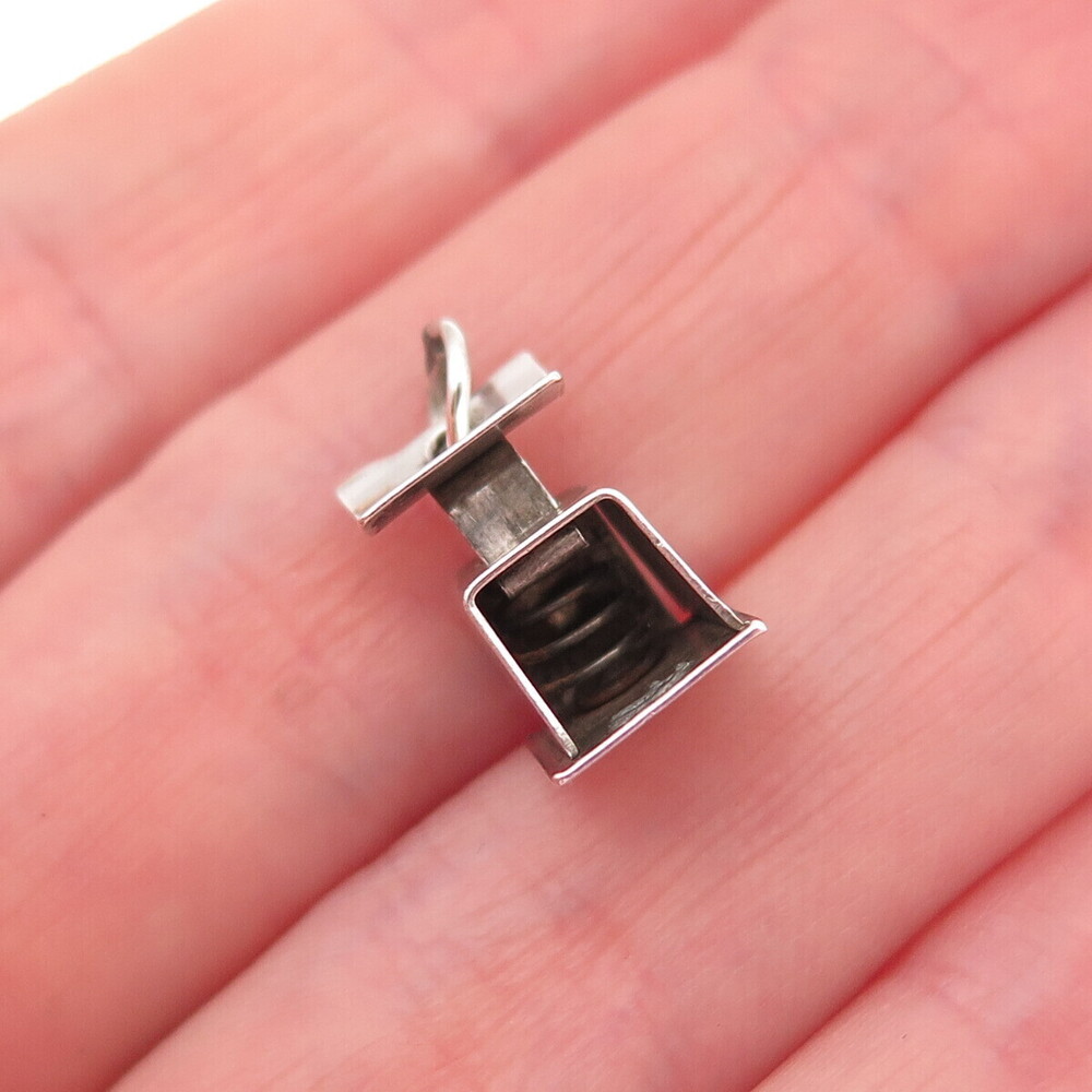 HofC 925 Sterling Silver Antique Art Deco Scale Movable 3D Mini Charm Pendant